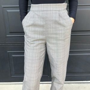 H&M plaid high waisted trousers